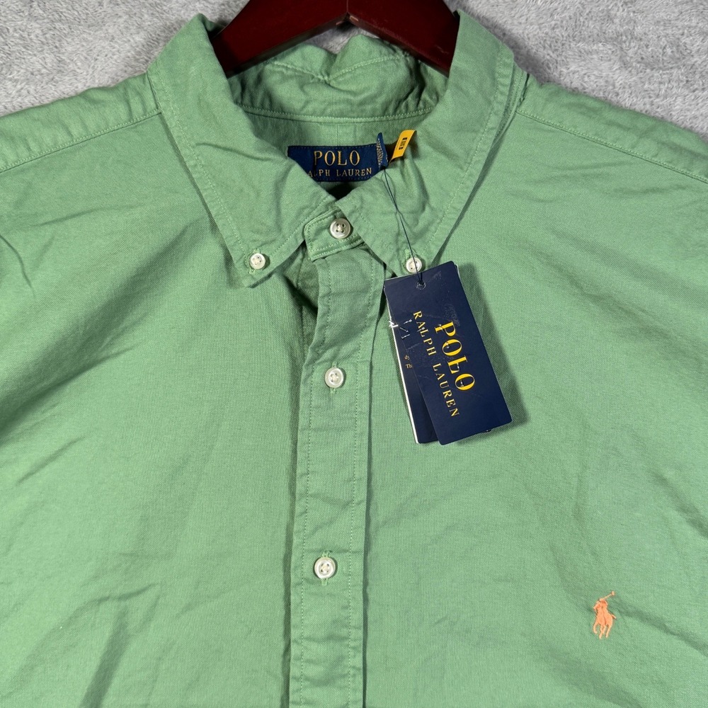 Polo Ralph Lauren Shirt Mens 3XLT 3XL Tall Green Classic Fit Short Sleeve $130